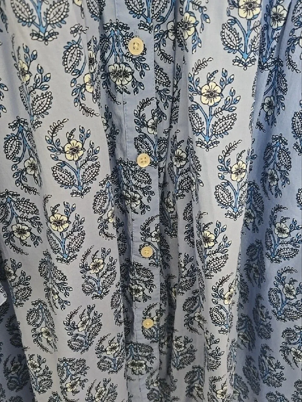 J. Crew Blue Floral Pockets Buttoned  Comfy Wear Babydoll Boho Fall Dress
